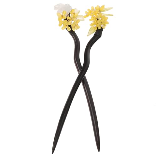 ELAYARD 2 Stück Vintage Holz Haarstäbchen Chinesischer Stil Haarnadel für Dutt Glatte Holzspange für Damen Geeignet für Partys Hochzeiten Alltag Eleganter Haarschmuck von ELAYARD