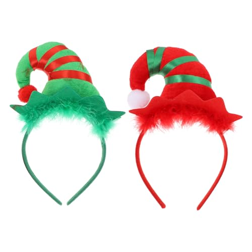 ELAYARD 2 Stück Weihnachtliche Haarschmuck mit Glocken und Federn Kreative Mützen Stirnbänder Langlebig und Praktisch für Fasching Festival und Kostümparty Bequem Tragbar von ELAYARD