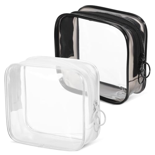 ELAYARD 2 Stück wasserdichte Kleine Transparente Kosmetiktasche mit Doppelreißverschluss Tragbare Make Up Tasche für Frauen Multifunktionaler Reise Organizer für Make up Schmuck und von ELAYARD