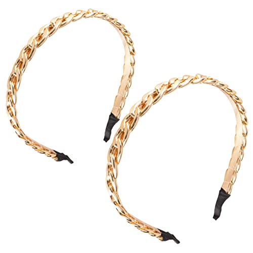 ELAYARD Metall Haarband 2 Stücke Gold Ketten Stirnband Für Frauen Modisches Frisur Haaraccessoire Für Partys Und Hochzeiten von ELAYARD