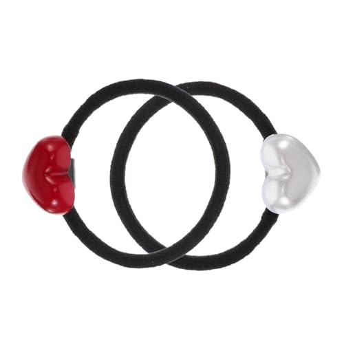 ELAYARD 2stücke Haargummi Herz-form Kawaii Pferdeschwanzhalter Elastische Haarbänder Haarschmuck Zubehör Geeignet Für Damen Und Mädchen Starker Halt Ohne Haarschäden von ELAYARD