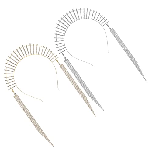 ELAYARD 2stücke Haarschmuck Für Frauen Mit Strasssteinen Und Quaste Heiligenschein Krone Göttinnen-kopfschmuck Für Damen von ELAYARD