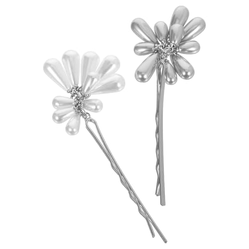 ELAYARD 2stücke Haarspange Mit Perlen Aus Metall Für Damen Kleine Haarschmuck Für Hochzeiten Haarklammern Mit Perlen Für Brautjungfern Haarnadeln Für Tägliche Styling-accessoires von ELAYARD
