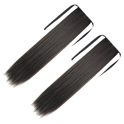 ELAYARD 2stücke Lange Gerade Pferdeschwanz Extensions Synthetische Haarteile Für Frauen Praktische Haarschmuck Für Volumen Und Stil Für Alltag Partys Hochzeiten Und Cosplay von ELAYARD