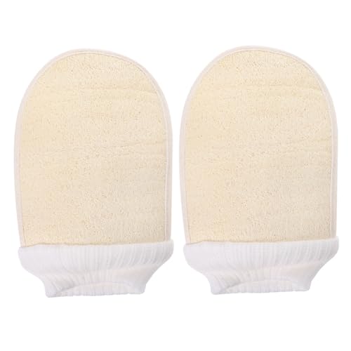 ELAYARD 2stücke Peeling-handschuhe Aus Luffa-material Für Haut Und Körperporen Inklusive Rückenschrubber Und Bade-körperschrubber Für Effektive Reinigung Und Exfoliation Als Duschzubehör f von ELAYARD
