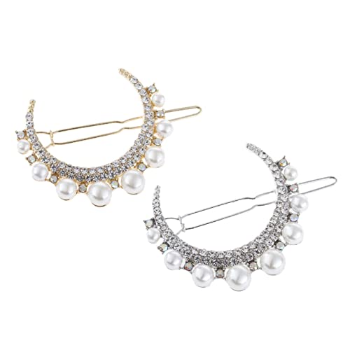 ELAYARD 2stücke Haarnadeln Mit Künstlichen Perlen Und Mond-design Eleganter Haarschmuck Für Frauen Und Mädchen Geeignet Für Verschiedene Frisuren Und Outfits Leicht Und Rutschfest von ELAYARD