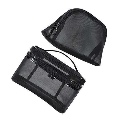 ELAYARD 2stücke Netz-Kosmetiktasche Mit Großer Kapazität Zum Tragen Make-up-Handtasche Für Damen Reise-Kosmetiktasche Zur Aufbewahrung Von Hautpflegeprodukten Netz-Make-up-Tasche Für von ELAYARD