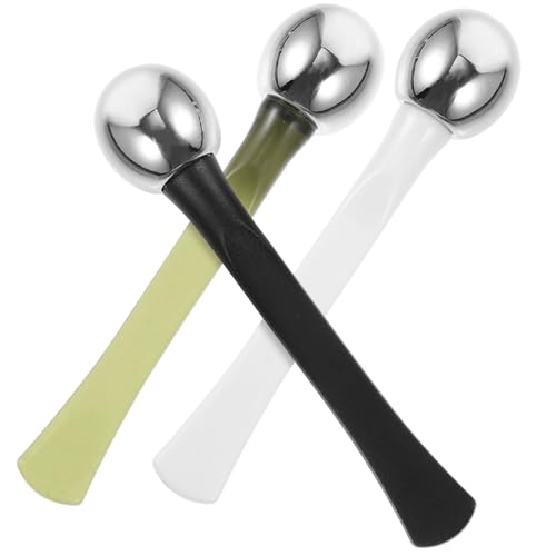 ELAYARD 3 Stück Augenmassage Stick aus Langlebiger mit Doppelseitigem Design Löffel zur Hygienischen Cremeaufnahme Massageende zur Reduzierung von Augenringen von ELAYARD