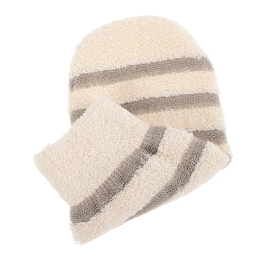 ELAYARD 3 Stück Badetuch hautpflege hautreinigung Handtuchhandschuh Exfoliatinghandschuh reinigungshandschuh Peelinghandschuh Dusche Duschhandschuh Peeling Badehandschuh Flachs Beige von ELAYARD