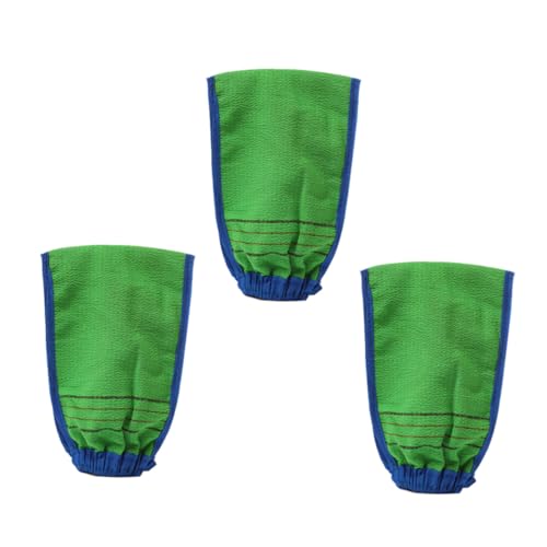 ELAYARD 3 Stück Bambusfaser Peelinghandschuhe Doppelseitige Bad Duschhandschuhe Sanftes Körperpeeling Schäumende Hautfreundliche Waschhandschuhe für Männer und Frauen Grün von ELAYARD