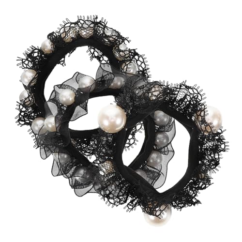 ELAYARD 3 Stück Elastische Haarbänder mit Perlen und Spitzen Nahtlos Schonend für Haare Modischer Haarschmuck für Mädchen Vielseitiger Ponytail Holder mit Elegantem Design von ELAYARD
