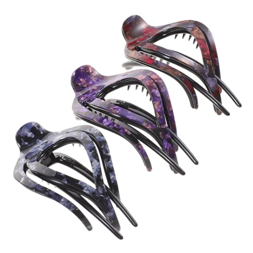 ELAYARD 3 Stück Große Ponytail Haarklammern mit Starkem Halt Flexible Haarklammer Clips für Damen Langlebige und Schonende Haarspangen Blau Rot und Violett für Alltag und Festliche von ELAYARD