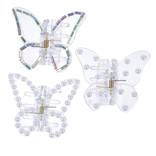 ELAYARD 3 Stück Kleine Schmetterlings haarklammern mit Perlen und Strass Stabile Haarklammern für Damen und Mädchen Schmerzfreie Haarspangen für Feines Dickes Haar Eleganter Haarschmuck von ELAYARD