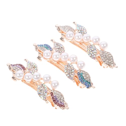 ELAYARD 3 Stück Rhinestone Perlen Haarspangen Frühlings haarklammern für Teenager Mädchen Rutschfest Vielseitig für Kurze und Lange Haare Eleganter Haarschmuck für Alltag und Festliche von ELAYARD