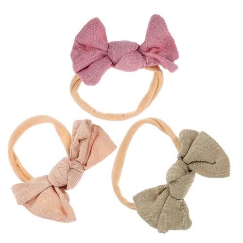 ELAYARD 3 Stück Stirnbänder mit Nylon Schleife Elastische Haarschmuck für Mädchen Weiche Kopfband Accessoires für Neugeborene Kleinkinder Geeignet für Geburtstag und Familienfeiern von ELAYARD