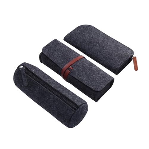 ELAYARD 3 Stück Teiliges Filz Mäppchen Dunkelgrau Vielseitiger Kosmetiktasche und Stifte Organizer mit Kratzfestem Material Geräumig für Schreibwaren Make Up und Kleinigkeiten Stilvoll von ELAYARD