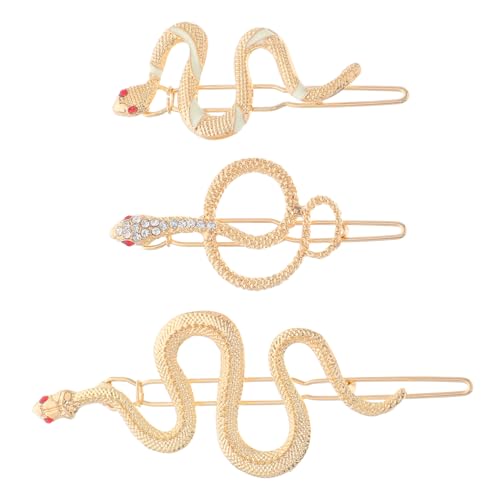ELAYARD 3 Stück Teiliges Schlangenförmige Haarklammern aus Metall Kreative Stilvolle Haarspangen für Mädchen und Frauen Einfache Haaraccessoires in Gold für Party und Alltag von ELAYARD