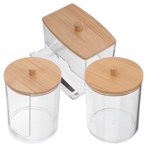 ELAYARD 3 Stück Transparenter Quadratischer Wattepad Wattestäbchenhalter aus Bruchfestem Kunststoff mit Staubdichtem Deckel Make up Organizer für Bad und Schminktisch von ELAYARD