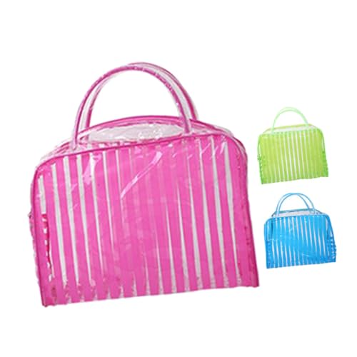 ELAYARD 3 Stück wasserdichte Durchsichtige Kulturtasche Teiliges Rot Grün Blau Reise Kosmetiktasche Make Up Organizer Leicht Vielseitig für Damen und Herren Flughafen Kabinengepäck von ELAYARD