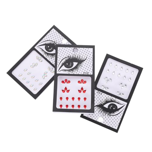 ELAYARD Edelstein Aufkleber Satz Selbstklebende Gesichtssteine 3 Satz für Augenwinkel und Maniküre Dekoration für Festivals und Partys Gesichtsjuwelen für Makeup von ELAYARD