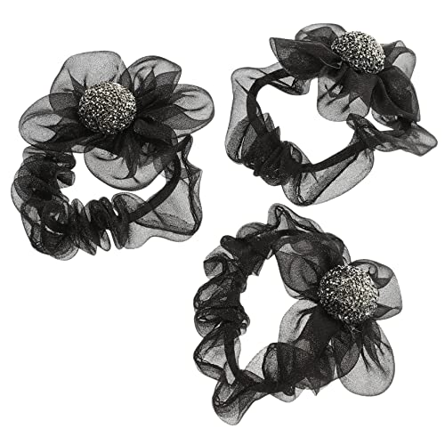 ELAYARD 3Stücke Blumen Haarseile aus Mesh mit Strass für Damen Stylische Haarringe mit Elegantem Blumendesign für Haartypen und Jede Gelegenheit von ELAYARD