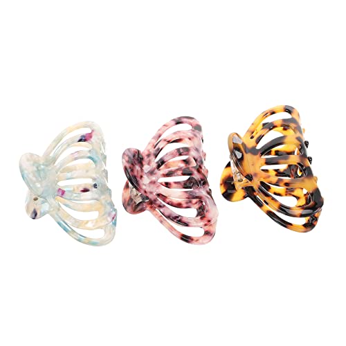 ELAYARD 3stücke Großes Haarklammern Für Frauen Vintage Haarschmuck Acetat Claw Clips Für Dickes Und Dünnes Haar Elegantes Design in Leoparden- Blau Rosa-optik von ELAYARD