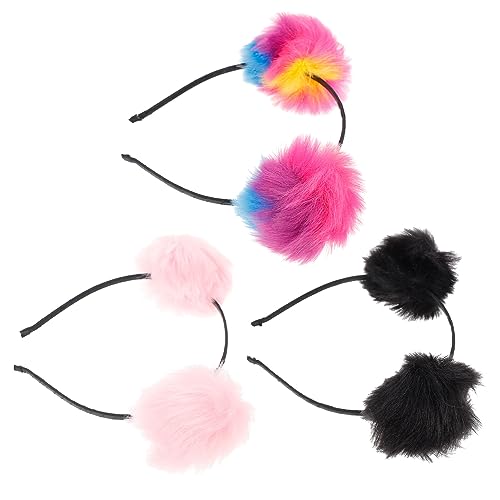 ELAYARD 3stücke Flauschiges Stirnband Für Junge Mädchen Kopfbedeckung Mit Pom-pom Junge Mädchen-hoop Accessoire Geeignet Für Geburtstagsfeiern Und Kostümpartys von ELAYARD