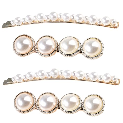 ELAYARD 4 STÜCKE Handgefertigte Perlen Haarklammern Braut Haarschmuck Chic Bang Clip Hochzeitskopfschmuck für Frauen und Mädchen von ELAYARD