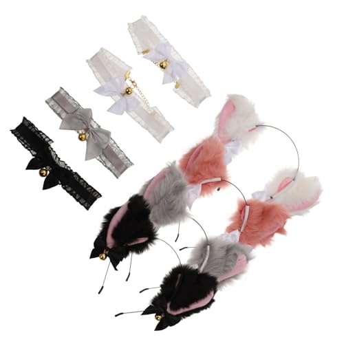 ELAYARD 4 Sätze Katzenohren Haarreif und Spitzen Set Dekoratives Cosplay Accessoire Langlebiges Stoffmaterial Stabile Form für und Kostümpartys von ELAYARD