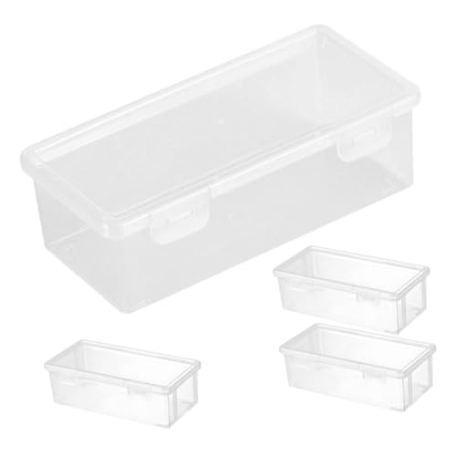 ELAYARD 4 Stück Große Transparente Kunststoff Stiftebox mit Klappbarem Deckel Stapelbare Aufbewahrungsbox für Schreibwaren und Kunstbedarf mit Hoher Kapazität und Praktischem von ELAYARD