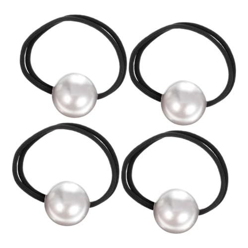ELAYARD 4 Stück Haargummis mit Großen Perlen Elastische Haarschleifen mit Modischer Perlendekoration Weiche Dehnbare Pferdeschwanzhalter für Frauen und Mädchen Sicherer für Alltag und von ELAYARD