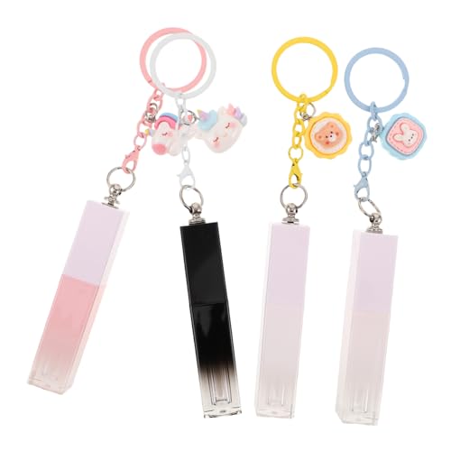 ELAYARD 4 Stück Nachfüllbare Lippenstift-tuben Gradient Lipgloss Behälter Leicht Robust Mit Schlüsselanhänger Für DIY Kosmetik Zuhause Mädchen von ELAYARD