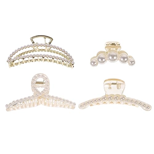 ELAYARD 4 Stück Perlen Haarklammern für Mädchen Große Haarspangen aus Material für Haarschmuck und Vielseitige Frisuren Praktisch für Make Up und Gesichtswäsche von ELAYARD