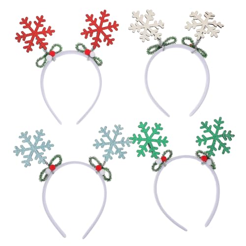 ELAYARD 4stücke Schneeflocken Stirnbänder Für Damen Weihnachts Haarband Mit Glitzerakzenten Winter Party Accessoires Für Feiertagsdekoration von ELAYARD