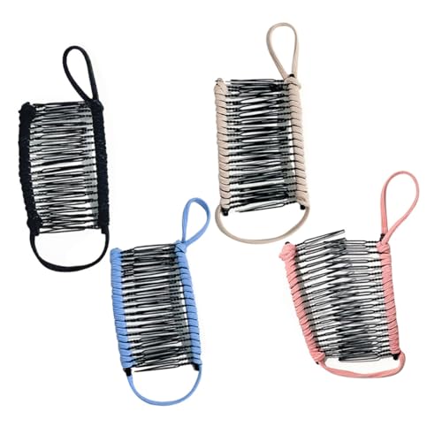 ELAYARD 4 Stück Teiliges Bananen Haarklammern aus Langlebigem Material Rutschfeste Haarclips für Frauen und Mädchen Leicht und Tragbar Modische Haarklammern in Schwarz Khaki Blau Geeignet von ELAYARD