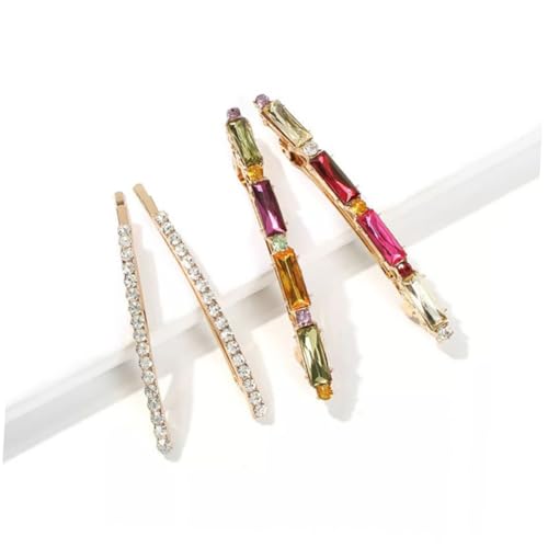 ELAYARD 4 Stück Teiliges Bunte Acryl Haarspangen mit Strass Haarclips für Damen und Mädchen Haarnadeln zum Festtags und Alltagsstyling Robust und Einfach zu Handhaben von ELAYARD