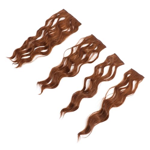 ELAYARD 4 Stück Teiliges Clip in Haarteil Gewellte Lockige Extensions aus Hitzebeständigem Synthetischem Haar für Damen Natürlich Wirkende Einfach Anzubringende Haarverlängerung für von ELAYARD