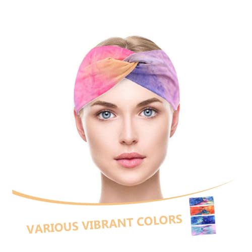 ELAYARD 4 Stück Teiliges Damen Sport Stirnbänder mit Batik design Elastische Yoga Haarbänder für Fitness Laufen und Workout Schweißabsorbierend Rutschfest Vielseitig Kombinierbar in von ELAYARD
