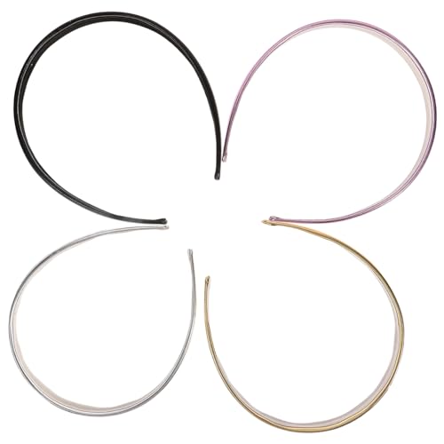 ELAYARD 4 Stück Teiliges Damen Stirnband aus Kunstleder Retro Haarreifen in Silber Pinklila Champagner und Schwarz Leicht Langlebig Vielseitig für Alltag und Festliche Anlässe von ELAYARD