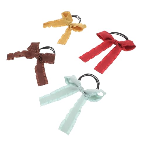 ELAYARD 4 Stück Teiliges Elastische Pferdeschwanz Halter für Mädchen Süße Japanische Schleifen Haargummis in Vier Farben Strapazierfähige Schonende Haarbänder für Alltag Party und von ELAYARD