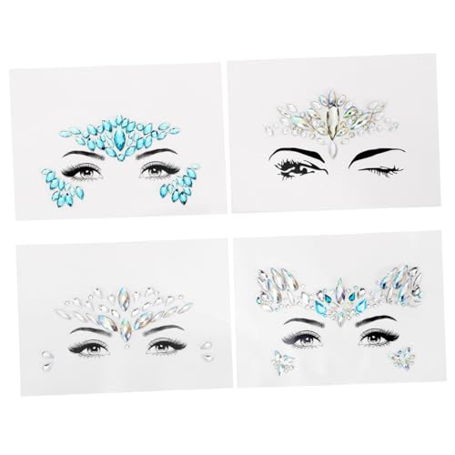 ELAYARD 4 Stück Teiliges Face Gems mit Strasssteinen Selbstklebende Glitzer Tattoos für Frauen Temporäre Gesichtsschmuck Aufkleber für Festivals Partys Hochzeiten und Karneval ELAYARD 4 Stück Teiliges Face Gems mit Strasssteinen Selbstklebende Glitzer Tattoos für Frauen Temporäre Gesichtsschmuck Aufkleber für Festivals Partys Hochzeiten und Karneval von ELAYARD