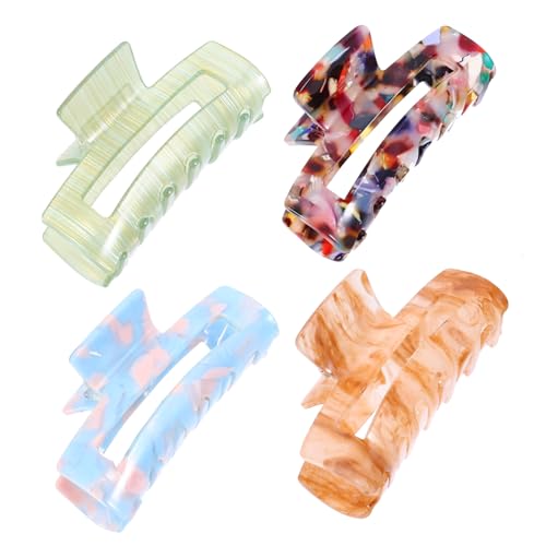ELAYARD 4 Stück Teiliges Haarklammer aus Acryl Große Haarklaue Stabiler Haarclip für Damen Geeignet für Dickes Dünnes Glattes und Lockiges Haar Modisch und Langlebig für Alltag und von ELAYARD