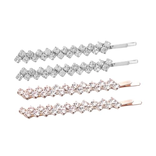 ELAYARD 4 Stück Teiliges Haarnadeln mit Strasssteinen Metallische Haarspangen in Silber und Roségold Funkelnde Schmuck Haarclips für Damen Vielseitig Einsetzbar für Frisuren von ELAYARD