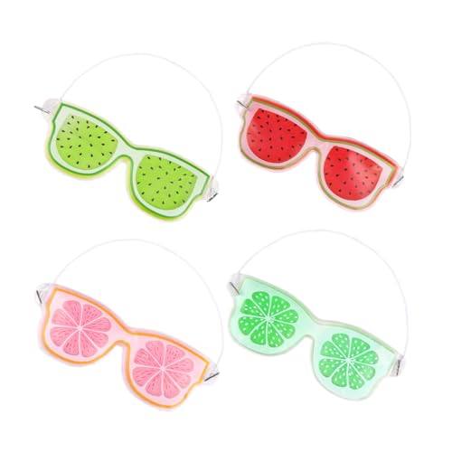 ELAYARD 4 Stück Teiliges Kühler Gel eis augenmasken in Fruchtmotiven Wiederverwendbar Kühlend und Beruhigend bei Geschwollenen Augen Ergonomisch Geformt für Damen und Herren für Zuhause von ELAYARD