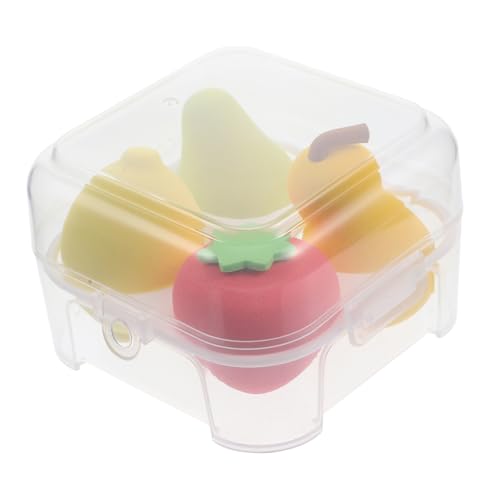 ELAYARD 4 Stück Teiliges Make Up Schwamm Kreative Obstform Weiche Foundation und Puderquasten für Damen Hautfreundliches Material Wiederverwendbar mit Praktischem Aufbewahrungsetui von ELAYARD