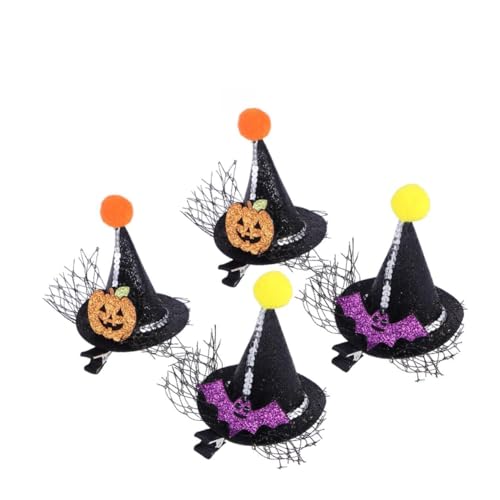 ELAYARD 4 Stück Teiliges Modische Spitze Haarclips Hexenhut Haarspangen für Mädchen Halloween Party Cosplay Haarschmuck Zubehör Zufälliger Stil von ELAYARD