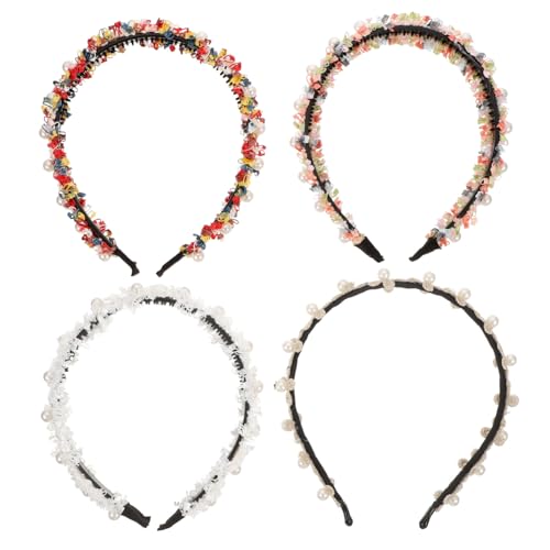 ELAYARD 4 Stück Teiliges Perlen Haarband Damen Gepolstert Elegant Modisch Komfortabel Sitzend für Hochzeit Party Festival Passend für Frauen und Teenager von ELAYARD