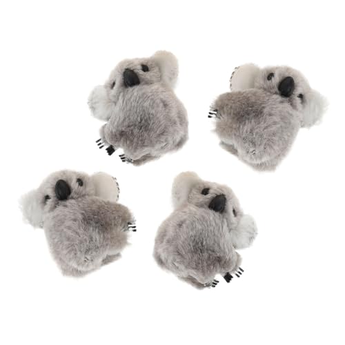 ELAYARD 4 Stück Teiliges Plüsch Koala Haarklammern Süße Haarspangen Weiche Stofftier Clips Komfortabel Sicher und Modisch für Alltag und Cosplay Zubehör von ELAYARD