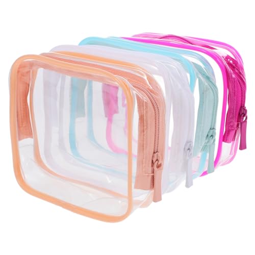 ELAYARD 4 Stück Teiliges Transparentes Wasserdichtes Reise Kosmetiktaschen mit Reißverschluss Große Öffnung Langlebige Nähte Vielseitig für Damen für Geschäftsreisen und Outdoor von ELAYARD