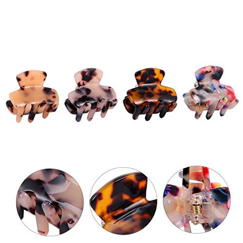 ELAYARD 4 Stück Teiliges Vintage Leopardenmuster Dünne Haarspange mit Zahnkrallen Rutschfester Ponytail Halter Langlebiger Haarklammer für Damen Alltag und Reise von ELAYARD